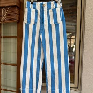 Anthropologie Maeve Blue and White Striped Pants